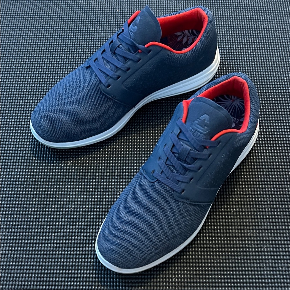 Travis Mathew Navy Sneakers with Red Lining